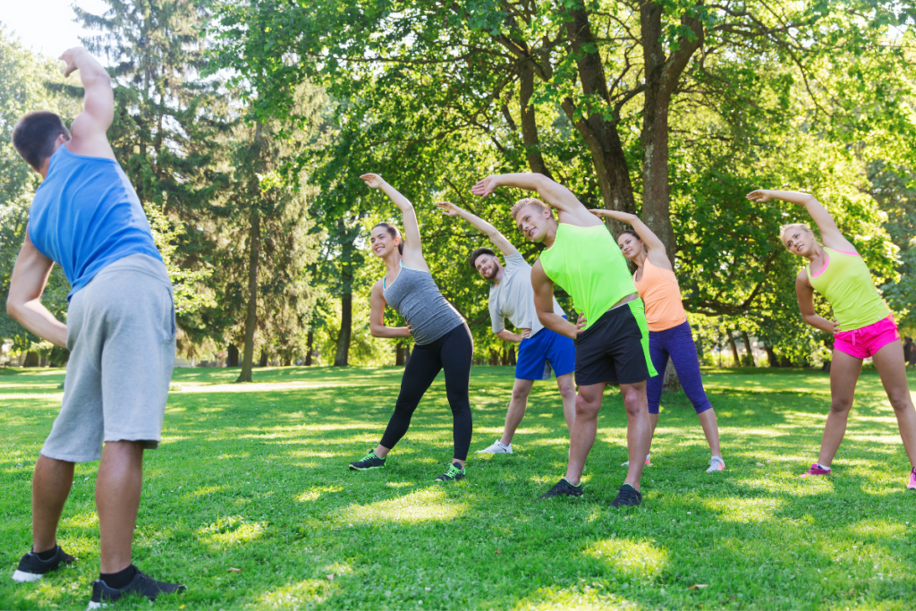 Designated park training zone surrounded by trees and open grass in Stockholm